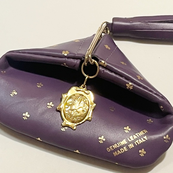 Florentine (Firenze) Genuine Leather Dark purple Coin Purse | Made in Italy - Picture 3 of 9